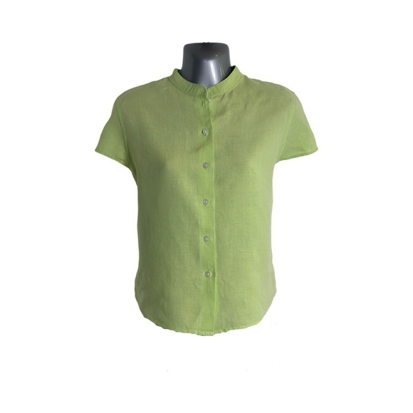 Talbots Tops - Talbots 100% Irish Linen Short Sleeve Button
Down Top Light Green Size Medium